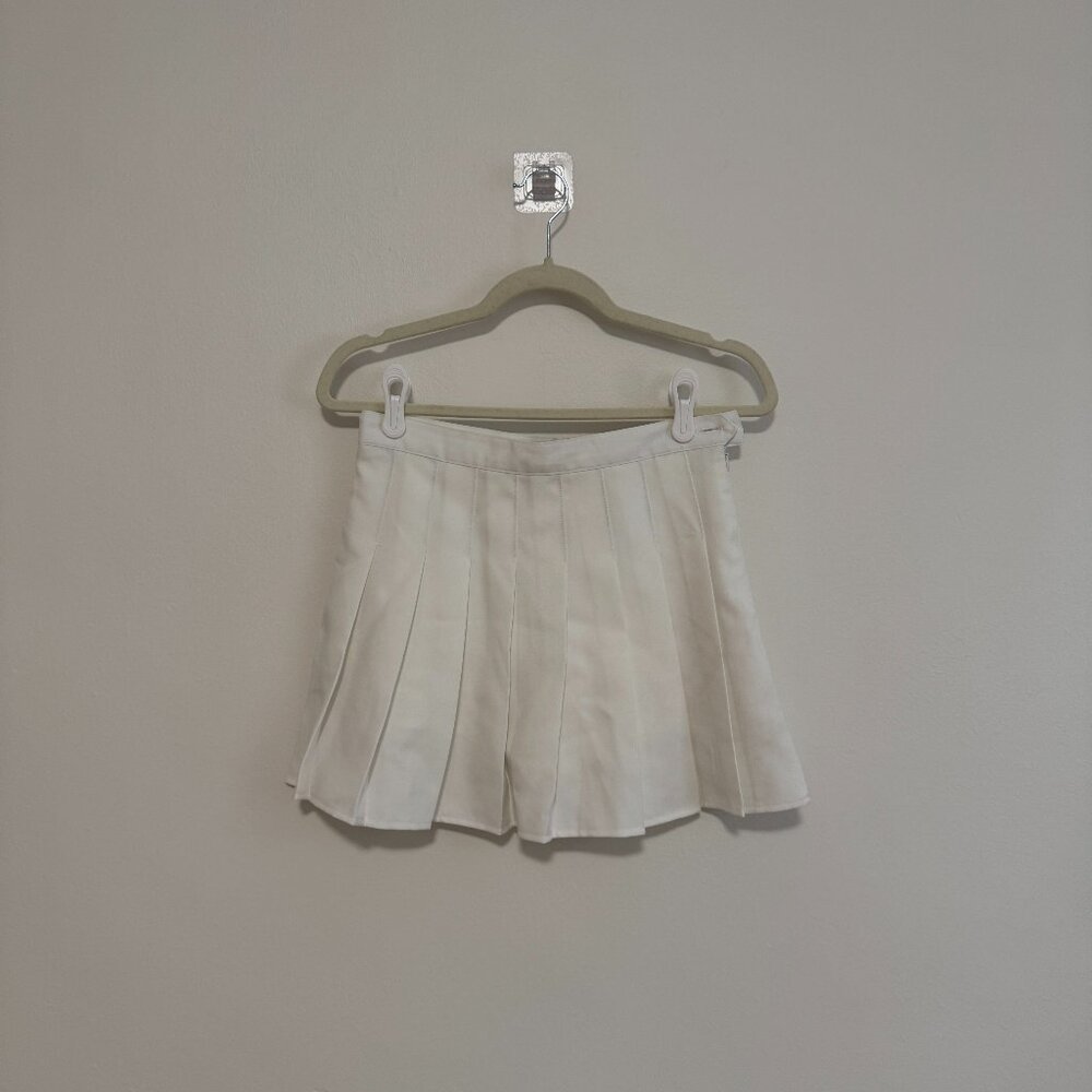 Pleated Tennis Skirt, White, Size S